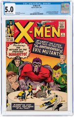 X-MEN #4 MARCH 1964 CGC 5.0 VG/FINE (FIRST QUICKSILVER, SCARLET WITCH, TOAD & BROTHERHOOD OF EVIL MUTANTS).