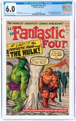 FANTASTIC FOUR #12 MARCH 1963 CGC 6.0 FINE (FANTASTIC FOUR VS. INCREDIBLE HULK).