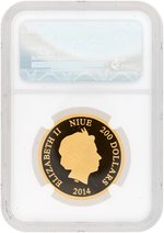 2014 1 OZ. NIUE $200 GOLD DISNEY CHARACTERS DONALD DUCK NGC PF70 ULTRA CAMEO PROOF.