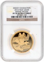 2014 1 OZ. NIUE $200 GOLD DISNEY CHARACTERS MINNIE MOUSE NGC PF70 ULTRA CAMEO PROOF.