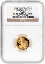 2014 .25 OZ. NIUE $25 GOLD DISNEY CHARACTERS PLUTO NGC PF70 ULTRA CAMEO PROOF.