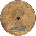 ROOSEVELT 1904 "NO CHANGE WANTED" CELLO BUTTON ON BRASS SHELL BADGE.