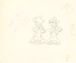 SILLY SYMPHONIES - MOTHER GOOSE GOES HOLLYWOOD PRODUCTION DRAWING ORIGINAL ART PAIR (MARX BROTHERS).