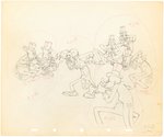 SILLY SYMPHONIES - MOTHER GOOSE GOES HOLLYWOOD PRODUCTION DRAWING ORIGINAL ART LOT (CAB CALLOWAY & BAND).