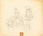 SILLY SYMPHONIES - MOTHER GOOSE GOES HOLLYWOOD PRODUCTION DRAWING ORIGINAL ART PAIR (JOE E. BROWN & MARTHA RAYE).