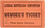 GREELEY 1872 LIBERAL REPUBLICAN CONVENTION MEMBERS TICKET.