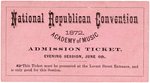 GRANT JUNE 6, 1872 NATIONAL REPUBLICAN CONVENTION TICKET.