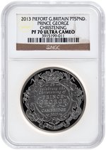 2013 £5 U.K. 1.4 OZ. PLATINUM PIEFORT PRINCE GEORGE CHRISTENING NGC PF70 ULTRA CAMEO PROOF.