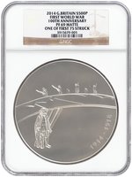 2014 1 KILO SILVER £500 GREAT BRITAIN FIRST WORLD WAR 100TH ANNIVERSARY NGC PF69 MATTE ONE OF FIRST 75 STRUCK.