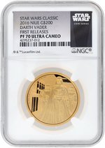 2016 1 OZ. GOLD & SILVER STAR WARS CLASSIC DARTH VADER FIRST RELEASES PAIR NGC PF70 ULTRA CAMEO PROOFS.