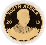 2013 PROTEA 1 OZ. GOLD, .25 OZ. GOLD & STERLING SILVER NELSON MANDELA THREE PIECE PRESTIGE PROOF SET.