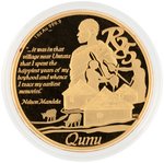 2013 PROTEA 1 OZ. GOLD, .25 OZ. GOLD & STERLING SILVER NELSON MANDELA THREE PIECE PRESTIGE PROOF SET.