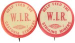 LORAY MILL STRIKE BUTTON PAIR INC. "HELP FEED THE GASTONIA STRIKERS".