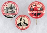 VLADIMIR LENIN COMMUNIST PARTY TRIO OF LITHO BUTTONS.