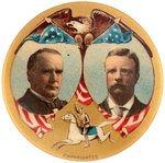 McKINLEY & ROOSEVELT LARGEST ROUGH RIDER JUGATE BUTTON HAKE #23.