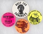 HUEY FOR CONGRESS FOUR BLACK PANTHER PARTY CIVIL RIGHTS BUTTONS.