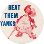 1953 BROOKLYN DODGERS BUM "BEAT THEM YANKS" WORLD SERIES LARGE BUTTON WITH WILLARD MULLIN ART (COLOR VARIETY).