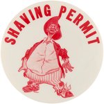 1953 BROOKLYN DODGERS BUM "SHAVING PERMIT" LARGE BUTTON WITH WILLARD MULLIN ART.