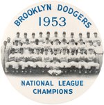 1953 BROOKYLN DODGERS "NATIONAL LEAGUE CHAMPIONS" TEAM PHOTO BUTTON (DATE VARIETY).