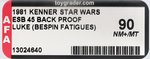 STAR WARS: THE EMPIRE STRIKES BACK - LUKE SKYWALKER (BESPIN FATIGUES) 45 BACK PROOF CARD AFA 90 NM+/MINT.