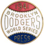 1941 WORLD SERIES BROOKLYN DODGERS PRESS PIN.