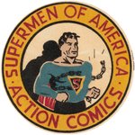 SUPERMAN "SUPERMEN OF AMERICA - ACTION COMICS" RARE PREMIUM EMBLEM/PATCH VARIETY.