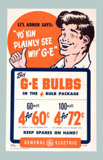 LI’L ABNER/GE LIGHT BULBS STORE SIGN.