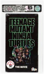 TEENAGE MUTANT NINJA TURTLES: THE MOVIE VHS (1990) VGA 85 NM+ (VERTICAL OVERLAP/WHITE TURTLE FACE WATERMARK/PIZZA HUT OFFER).