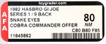 G.I. JOE (1982) - SNAKE EYES SERIES 1/9 BACK AFA 80 NM (STRAIGHT ARM - COBRA COMMANDER OFFER).