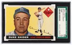 1955 TOPPS BASEBALL CARDS NEAR SET WITH 11 KEY CARDS CSG/SGC GRADED.