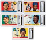 1955 TOPPS BASEBALL CARDS NEAR SET WITH 11 KEY CARDS CSG/SGC GRADED.