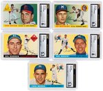 1955 TOPPS BASEBALL CARDS NEAR SET WITH 11 KEY CARDS CSG/SGC GRADED.