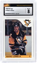 1985-86 TOPPS #9 MARIO LEMIEUX (HOF) ROOKIE CARD CSG 8 NM/MINT.