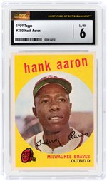 1959 TOPPS #380 HANK AARON (HOF) CSG 6 EX/NM.