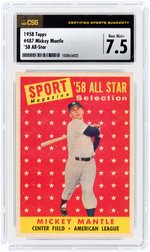 1958 TOPPS #487 MICKEY MANTLE (HOF) '58 ALL-STAR CSG 7.5 NM+.