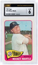 1965 TOPPS #350 MICKEY MANTLE (HOF) CSG 6 EX/NM.