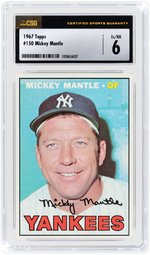 1967 TOPPS #150 MICKEY MANTLE (HOF) CSG 6 EX/NM.