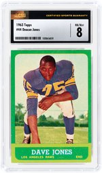 1963 TOPPS #44 DEACON JONES (HOF) ROOKIE CARD CSG 8 NM/MINT.