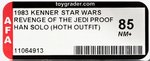 STAR WARS: REVENGE OF THE JEDI (1983) - HAN SOLO (HOTH BATTLE GEAR) PROOF CARD AFA 85 NM+.