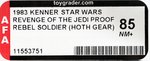 STAR WARS: REVENGE OF THE JEDI (1983) - REBEL SOLDIER (HOTH BATTLE GEAR) PROOF CARD AFA 85 NM+.