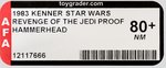 STAR WARS: REVENGE OF THE JEDI (1983) - HAMMERHEAD PROOF CARD AFA 80+ NM.