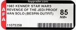 STAR WARS: REVENGE OF THE JEDI (1983) - HAN SOLO (BESPIN OUTFIT) PROOF CARD AFA 85 NM+.