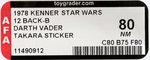 STAR WARS (1978) - DARTH VADER 12 BACK-B AFA 80 NM (TAKARA STICKER).