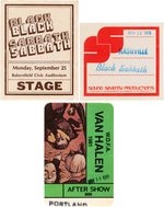 BLACK SABBATH & VAN HALEN BACKSTAGE PASSES TRIO.