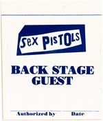 SEX PISTOLS BACKSTAGE GUEST PASS FROM 1978 WHIRLWIND US TOUR.