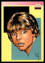 STAR WARS GALAXY LUKE SKYWALKER CARDS #128 COLOR ORIGINAL ART BY JANET JACKSON.