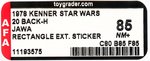 STAR WARS (1978) - JAWA 20 BACK-H (BOBA FETT OFFER WITH RECTANGULAR OFFER EXTENDED STICKER) AFA 85 NM+.