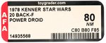 STAR WARS (1978) - POWER DROID 20 BACK-F (BOBA FETT OFFER) AFA 80 NM.