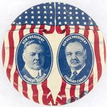 HOOVER & CURTIS LITHO DRAPED FLAG DESIGN JUGATE BUTTON.