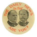 McKINLEY AND HOBART 1896 JUGATE WITH NEWSPAPER ENDORSEMENT.